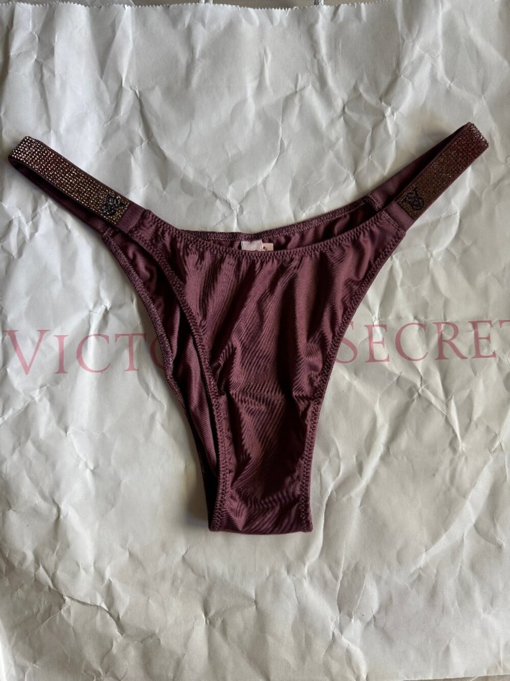 NWT Victoria's Secret Very Sexy Shine Strap Brazilian Panties M Mauve